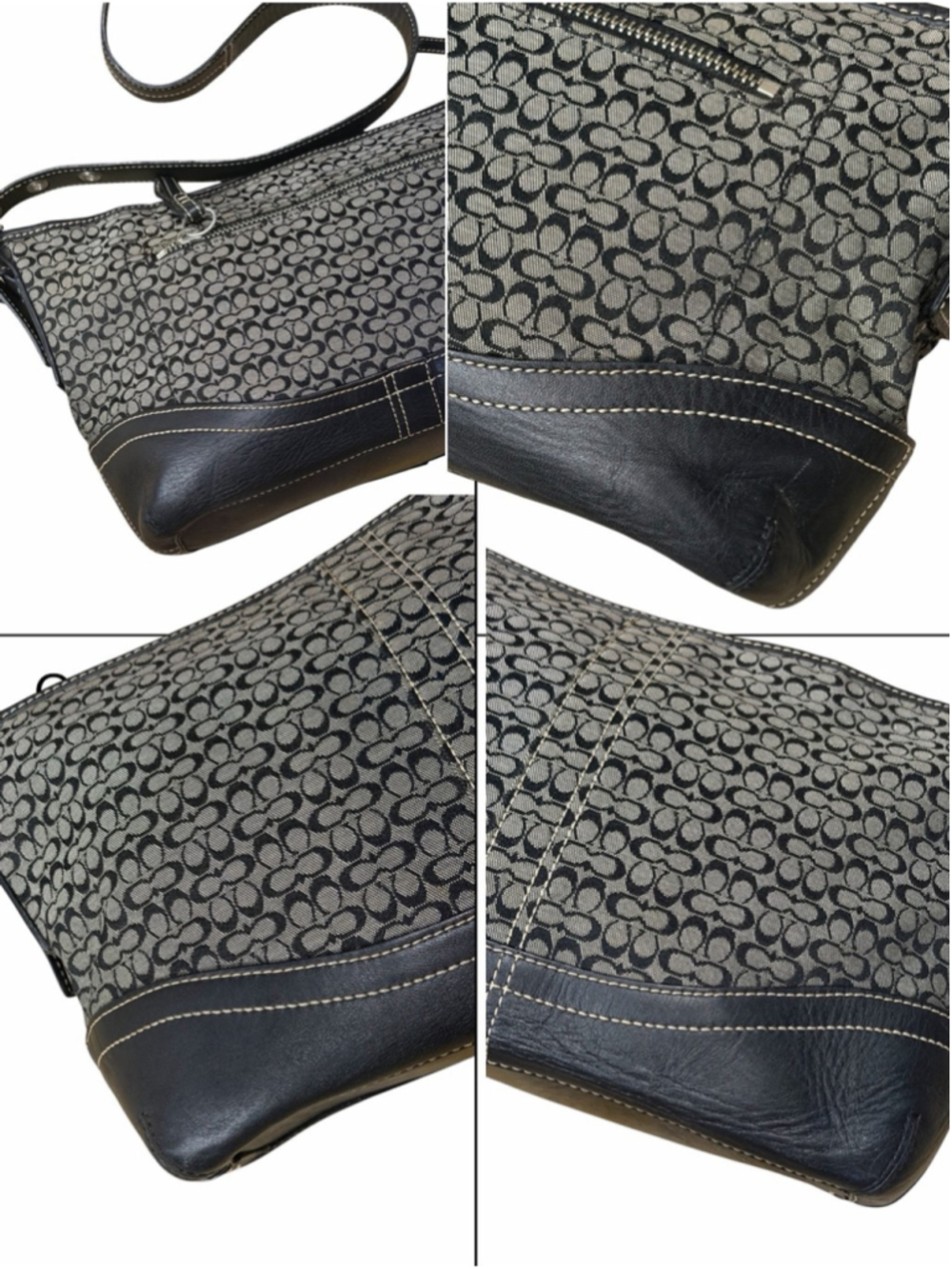 Y2K Coach Black Gray Signature C Jacquard Soho Hobo Shoulder Bag F10945 - Picture 8 of 16